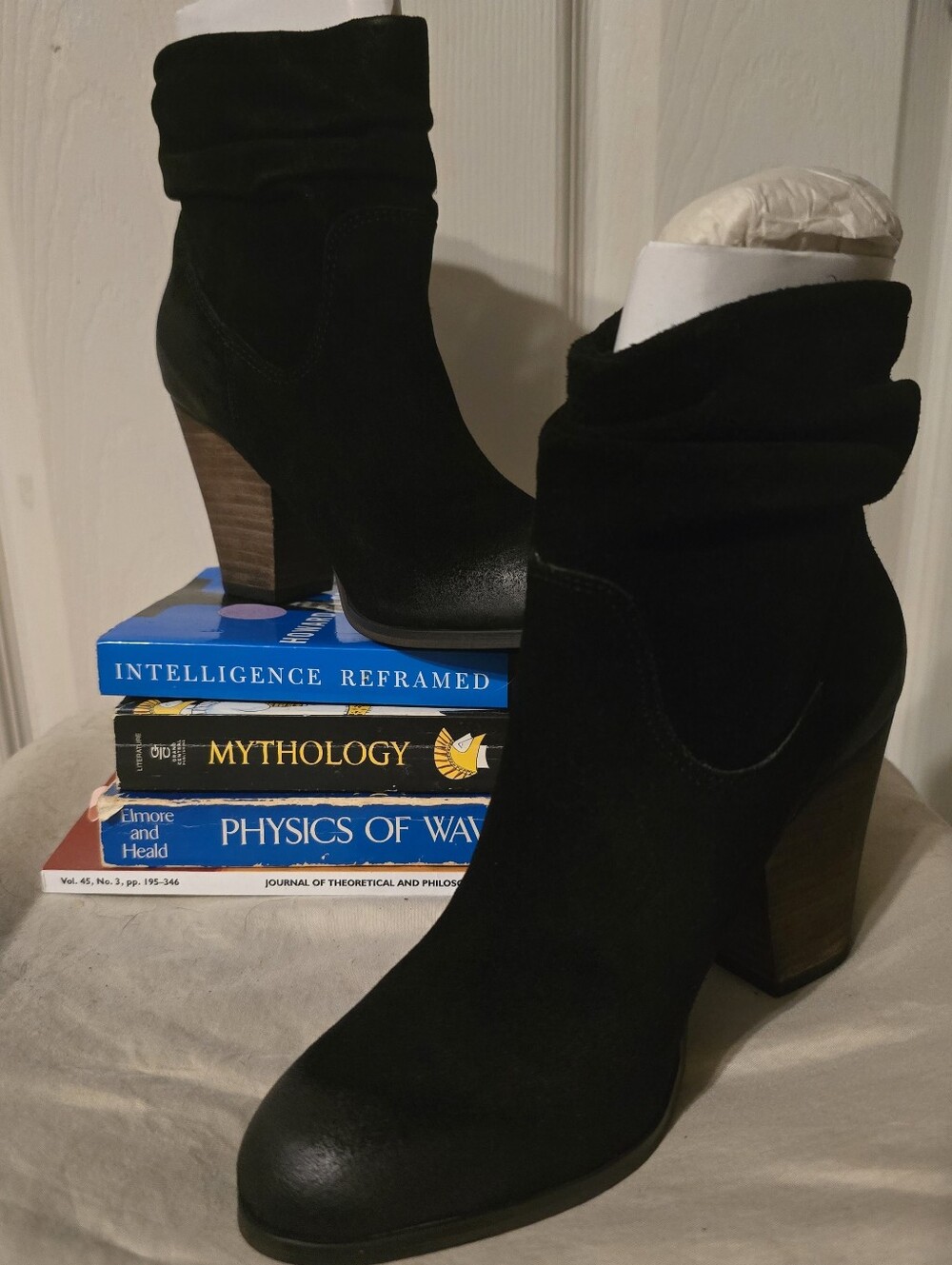 Black Suede Women’s Ankle Boots - Classic Block Heel